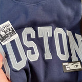 Ifomt BOSTON Letter Patch Embroidery Winter Sweatshirt Round Neck Retro Y2K Autumn Pullovers Top Harajuku Streetwear Navy Blue Hoodie