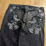 Ifomt American Y2K New Fashion Pattern Embroidery Loose Jeans Men Street Casual Joker Mopping Oversized Wide-leg Pants Couple Jeans Casual Outfit