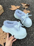 IFOMT Bowknot Round-Toe Split-Joint Platform Shoes Slippers&Mules