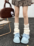 IFOMT Bowknot Round-Toe Split-Joint Platform Shoes Slippers&Mules