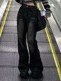 IFOMT Black Washed Flare Loose Boyfriend Jeans