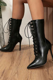 IFOMT New Fashion Spring Outfit Pointed Toe Lace Up Mid-Calf Boots