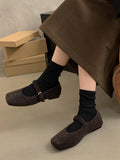 IFOMT Hollow Shallow Cut Split-Joint Square-Toe Flat Shoes Mary Janes