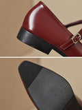 IFOMT Belt Buckle Pointed-Toe Split-Joint Flat Shoes Mary Janes