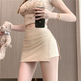 IFOMT Women Mini Skirt Sexy Low-waisted Casual Side Split Sports Solid Color Fashion Slim Bodycon Short Skirts Jogger