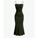Ifomt All Seasons Women's Dresses Elegant Party Fitting Slim Spaghetti Strap Mermaid Hem Maxi Fashion Party Dresses