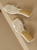 IFOMT Open Toe Split-Joint Square-Toe Transparent Pumps Sandals Slippers