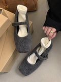 IFOMT Hollow Shallow Cut Split-Joint Square-Toe Flat Shoes Mary Janes