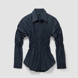 IFOMT Outfit Women Y2K Elegant Long Sleeve Shirts Solid Color Scrunched Turn Down Collar Button Down Blouse Casual Tops Streetwear