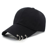 Ifomt Niche Y2k Rabbit Ears Denim Ripped Baseball Cap Men and Women Dark Personality Metal Ring Street Trend Adjustable