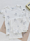 Ifomt New Deer Print T-shirts+Eyelet Long Pant Women Summer Cotton Cute Pajama 2 Piece Set Sweet Vintage Home Trouser Two Sets Y2K