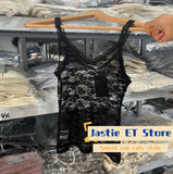Ifomt V-neck Bow Tie Lace Perspective Camisole Flower Embroidery Sheer Sexy Summer Vest Sleeveless Slim Y2K Versatile Tank Top 2025
