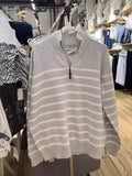 Ifomt Grey Striped Semi High Neck Zipper Long Sleeved Knitted Sweater For Women Loose Casual Fall Winter Pullovers Top Y2K Street New