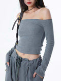 IFOMT Slim Slash Neck T-shirt Long Sleeve Women Skinny Off Shoulder Tops Autumn Winter Streetwear Sexy Crop Top Female