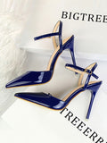 IFOMT Belt Buckle Pointed-Toe Shiny Split-Joint Pumps Sandals