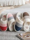 IFOMT Indoor Non-Slip Keep Warm Striped Slippers