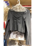 Ifomt V Neck Slim Long Sleeve T-shirts Fashion Tight Folds Basic Crop Top Woman Spring Solid Color Casual Street Y2K Summer Tees