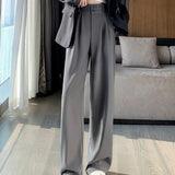 Ifomt Elegant Wide Leg Pants Women Korean Style High Waist Black Baggy Pants Office Ladies Fashion Loose Suit Trousers Streetwear Casual Outfit