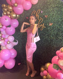 IFOMT Homecoming Dress Party Outfits Princess 17th Birthday Dresses Pink Slit Birthday Dress For Teens P357