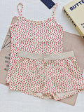 Ifomt Sweet Floral Print Tank Shorts Sets Women Summer New Cotton Slim Camis+Buttons Short Pants Cute Cozy Home Pajama 2 Piece Set Y2K