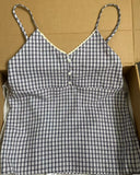 Ifomt Lace Trim Plaid Sweet Summer Camisole Three Button V-neck Chic Fashion Loose Tank 2025 Summer New Vintage Sleeveless Camis Vest
