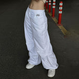 IFOMT Outfits Letter Embroidery Zipper Button High Waist Pleated  Cargo Wide Legs Pants Y2K Wholesale Sportsuits Casual Women Clothing