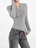IFOMT Women Long Sleeve Tops Winter Vintage Casual tshirts Woman Button Up Pullover Shirt Basic Warm Top Slim fit