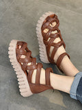 IFOMT Casual Hollow Gladiator Shoes Platform Sandals