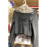 Ifomt V Neck Slim Long Sleeve T-shirts Fashion Tight Folds Basic Crop Top Woman Spring Solid Color Casual Street Y2K Summer Tees
