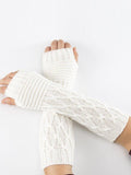 IFOMT Solid Color Keep Warm Jacquard Knitted Sleevelet