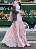 IFOMT Women Sweet Cake Skirt Autumn Trend High Waist Pleated Skirt Casual Elegant All-Match Solid A-line Big Swing Double Layer Skirt
