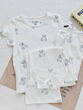 Ifomt New Deer Print T-shirts+Eyelet Long Pant Women Summer Cotton Cute Pajama 2 Piece Set Sweet Vintage Home Trouser Two Sets Y2K