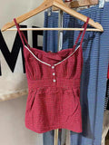 Ifomt Hollow Embroidery White Tank Camis 2025 New V-neck Adjustable Strap Simple Summer Vest Cotton Solid Waistband Sweet Y2K Tops
