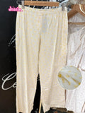 Ifomt Blue Heart Print Chic Wide Leg Pant Cotton 2025 Spring Summer Elastic Waist Loose Casual Women Trouser Sweet Fashion Home Pants