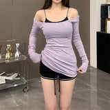 IFOMT Fashion T shirts for Woman Long Sleeve Solid Slim Student Top Daily Streetwear Autumn Casual Shirts Female Basic Tee Y2k Clothes