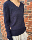 Ifomt 2025 American V-neck Sweater Twist Pullover Long Sleeve Sweater Girls Fashion Streetwear Solid Color Versatile Loose Y2K Top