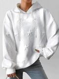 IFOMT Solid Star Jacquard Oversized Hoodie