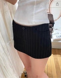 Ifomt Y2K American Black Striped Culottes Mini Skirts For Women BM Girl High Waist One Step Skirt Slimming A-line Shorts Skirt