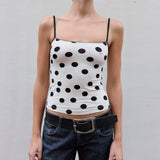 IFOMT Outfit Womens Elegant Cute Slim Fitted Square Neck Camisoles Summer Sleeveless Open Back Dot Print Tank Tops Vest Streetwear