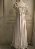 Ifomt White Embroidery Regency Era Dress Empire Waist Jane Austen Costume Robe Vintage High Waistline Tea Party Wedding Dress Ball Gow