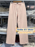 Ifomt Red Drawstring Elastic Waist Oversized Retro Trouser Woman Casual Wide Leg Pant Loose Y2K Harajuku Sweatpants Cototn Blend