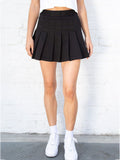 Ifomt Vintage Classic Black Pleated Skirt Women Summer Solid High Waist Zipper Mini Skirts Female Simple Casual Y2k Short Faldas 2025