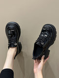 IFOMT Lace-Up Round-Toe Split-Joint Loafers Platform Shoes