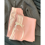 Ifomt Women's Pink Bow Apricot Sweatpants Y2k Retro 2000s High Waist Baggy Jogger Trousers Harajuku Streetwear Wide Pants Clothes 2024