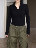 IFOMT Long Sleeve T Shirt Women Stand Collar Skinny Zip Crop Top Pullover Causal Basic Warm Tee Shirt Streetwear Sexy Female Clothes
