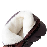 IFOMT Vintage Cow Leather Wool Boots Platform Shoes