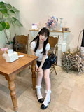 Ifomt ootd Y2k Top Lace White Slim Kawaii Cute Women Clothes T shirt Suit Harajuku Sexy Sweet Girl Japanese Grunge Crop Top 2000s Tshirts