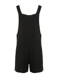 IFOMT Spring Outfits Boho Summer Loose Casual Straps Rompers Womens Black Solid Sleeveless Pocket Vacation Playsuits