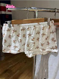 Ifomt Deer Print Cute Three Button Home Sports Shorts Elastic Waist Chic Women Summer Shorts Fashion Casual Sleepwear Trouser Y2K 2025