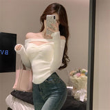 IFOMT 2024 Spring Elegant Pullover Women Casual Solid Korean Style Long Sleeve Knitted Sweater Sweet Soft Sweater Female Y2K Crop Tops